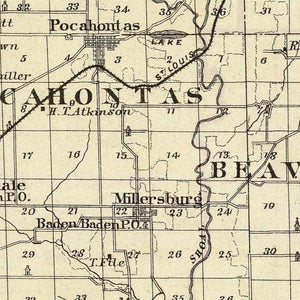 Vintage Map of Bond County, Illinois 1876