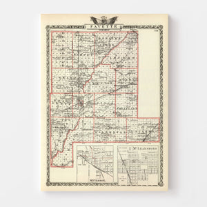Vintage Map of Fayette County, Illinois 1876