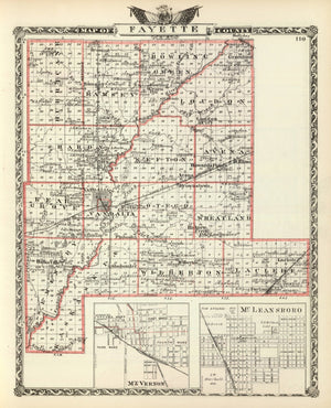 Vintage Map of Fayette County, Illinois 1876