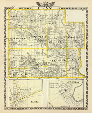 Vintage Map of Clay County, Illinois 1876