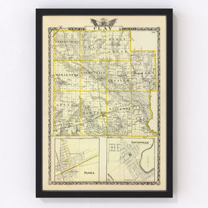Vintage Map of Clay County, Illinois 1876