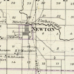 Vintage Map of Jasper County, Illinois 1876