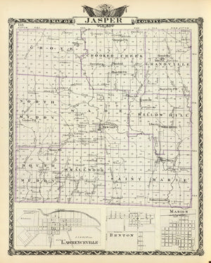 Vintage Map of Jasper County, Illinois 1876
