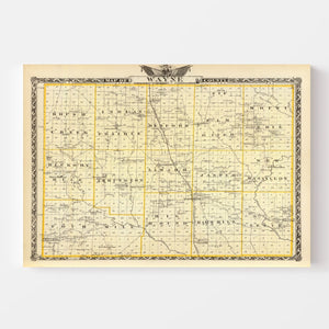 Vintage Map of Wayne County, Illinois 1876