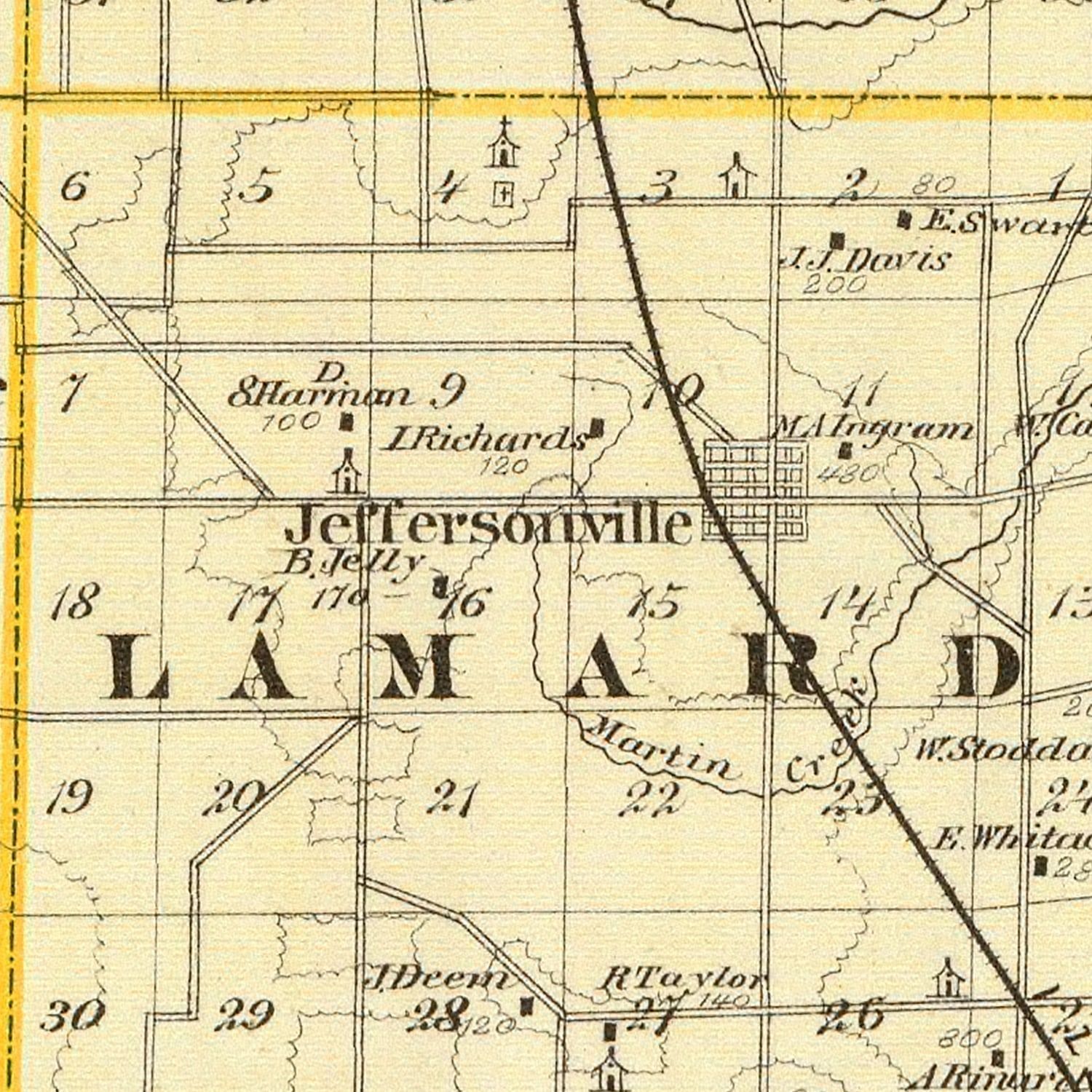 Vintage Map of Wayne County, Illinois 1876