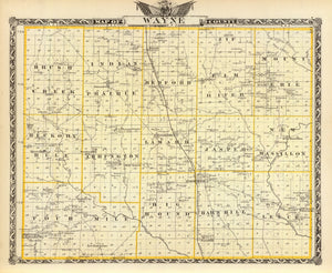 Vintage Map of Wayne County, Illinois 1876