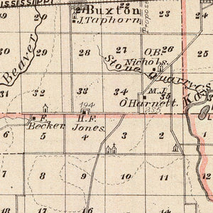 Vintage Map of Clinton County, Illinois 1876