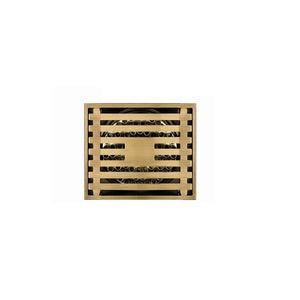 8 x3 Inch or 4 x 4 inch Shower Linear Brushed Gold Drain Rectangular Floor Drain with Accessories Square Hole Pattern Cover Grate Removable  Brushed Gold Brass