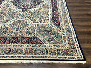 Persian Rug 8x11, Belgium Power Loomed Rug, Kirman Lavar Floral Design, Vintage Rug