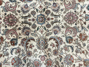 Karastan Rug #738 Tabriz Design 8.8 x 12, Room Sized Wool Pile Karastan Carpet, Vintage Discontinued Karastan Area Rug, Ivory, Floral Rug