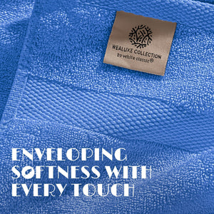 Light Blue Washcloths Set 12 Pack for Body Face Towel 12x12 Inch Cotton Wash Cloths Bulk  Spa Fingertip Wash Clothes Soft Absorbent Gym Towels