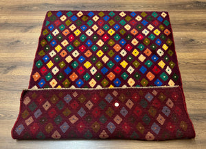 Balouch Rug 3x5, Afghan Rug, Purple-Maroon, Multicolor, Tribal Rug