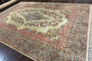 Karastan Rug 8.8 x 12, Pastel Ivory Kirman Rug #784, Wool Karastan Carpet, Original 700 Series, Vintage Karastan Area Rug, Discontinued