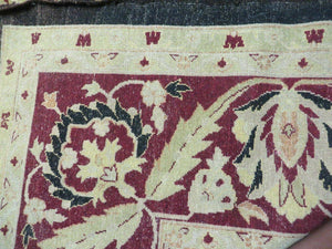 11' X 15' Vintage Hand Knotted Indian Agra Wool Rug Hand Made Dark Brown Floral