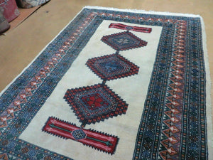 4' X 6' Vintage Handmade Bokhara Turkoman Pakistan Wool Rug Carpet Nice