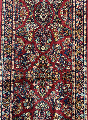 Karastan Runner Rug 2.6 x 8.6, Red Sarouk #785, Original 700 Series, Wool, Rare