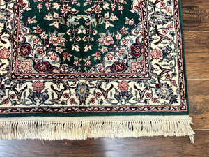 Sino Persian Runner Rug 2.7 x 12, Floral Allover, Dark Green, Vintage HandmadeOriental Carpet for Hallway, 12ft Runner, 200 KPSI