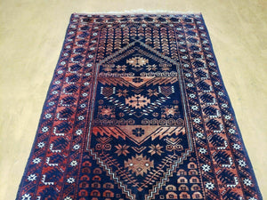 3' 4" X 5' 6" Vintage Handmade Pakistan Balouchi Balouch Tribal Wool Rug Nice
