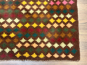 Afghan Balouch Rug 3x5 Multicolor Vintage Handmade Wool Carpet
