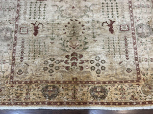 Pakistani Oushak Rug 6 x 9.6, Handmade Wool Peshawar Carpet, Farmhouse Rug