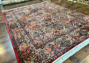 Antique Karastan Rug 8.8 x10.6 Multicolor Panel Kirman #717, Wool Karastan Rug, Vintage Multipanel Kirman, Original Collection 700 Series