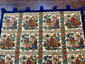 Vintage European Tapestry 4x4, Medievel Design