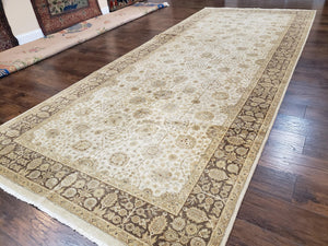 Long and Wide Corridor Rug 6 x 14.8, Hallway Carpet, Pakistani Pak Persian Rug, Haji Jalil Design, Allover Floral, Beige, Vintage, Handmade