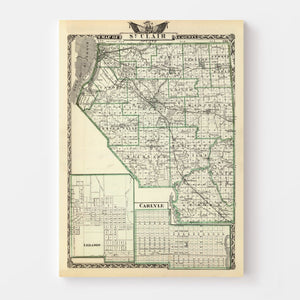 Vintage Map of St. Clair County, Illinois 1876