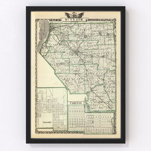 Vintage Map of St. Clair County, Illinois 1876