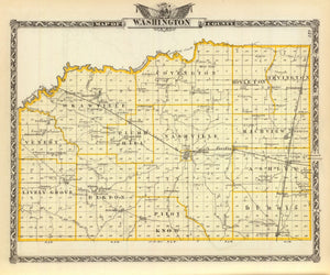 Vintage Map of Washington County, Illinois 1876