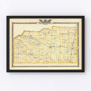 Vintage Map of Washington County, Illinois 1876
