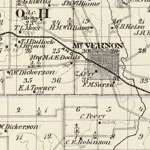 Vintage Map of Jefferson County, Illinois 1876