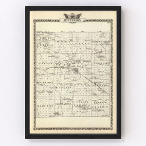 Vintage Map of Jefferson County, Illinois 1876