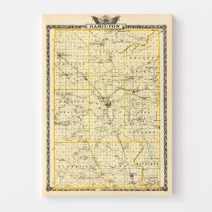 Vintage Map of Hamilton County, Illinois 1876