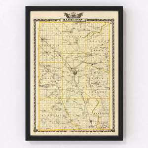 Vintage Map of Hamilton County, Illinois 1876