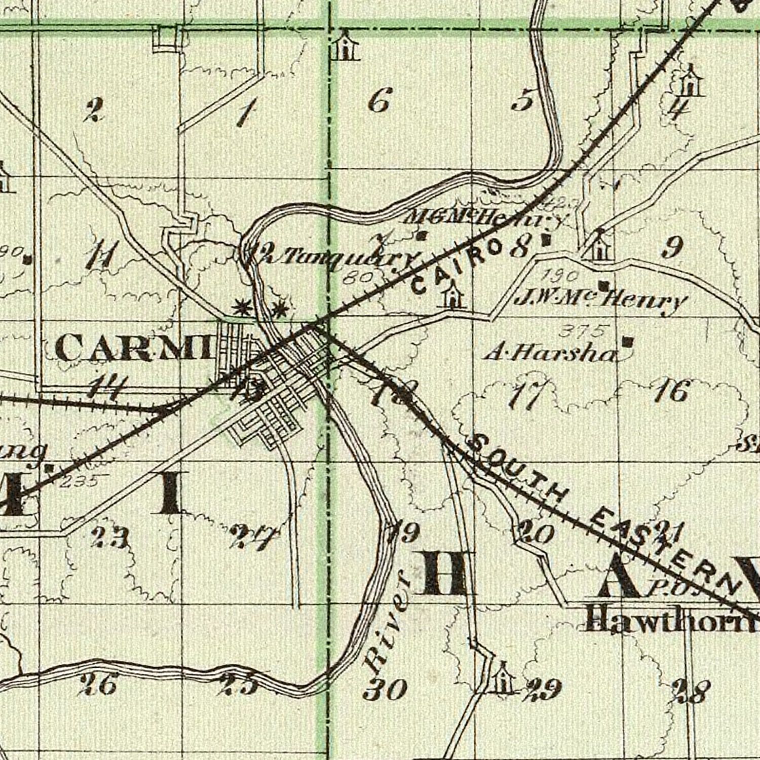 Vintage Map of White County, Illinois 1876