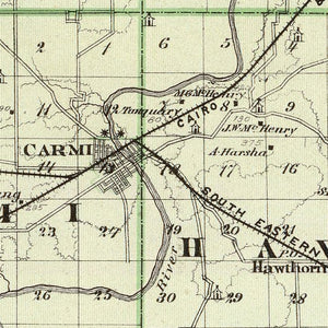 Vintage Map of White County, Illinois 1876