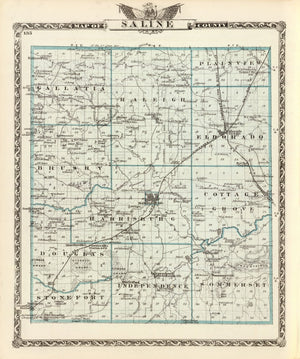 Vintage Map of Saline County, Illinois 1876