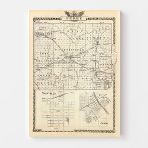 Vintage Map of Perry County, Illinois 1876