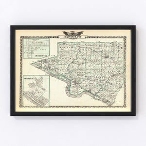 Vintage Map of Randolph County, Illinois 1876