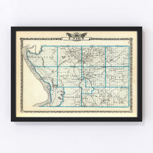 Vintage Map of Union County, Illinois 1876