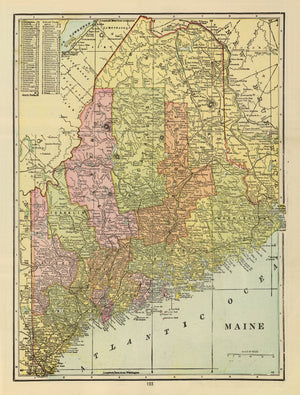 Vintage Map of Maine 1909