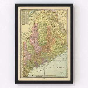 Vintage Map of Maine 1909
