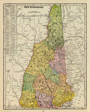Vintage Map of New Hampshire 1909