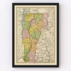 Vintage Map of Vermont 1909