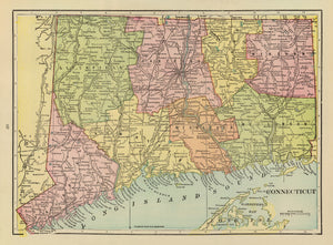Vintage Map of Connecticut 1909