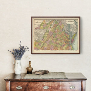 Vintage Map of Virginia 1909