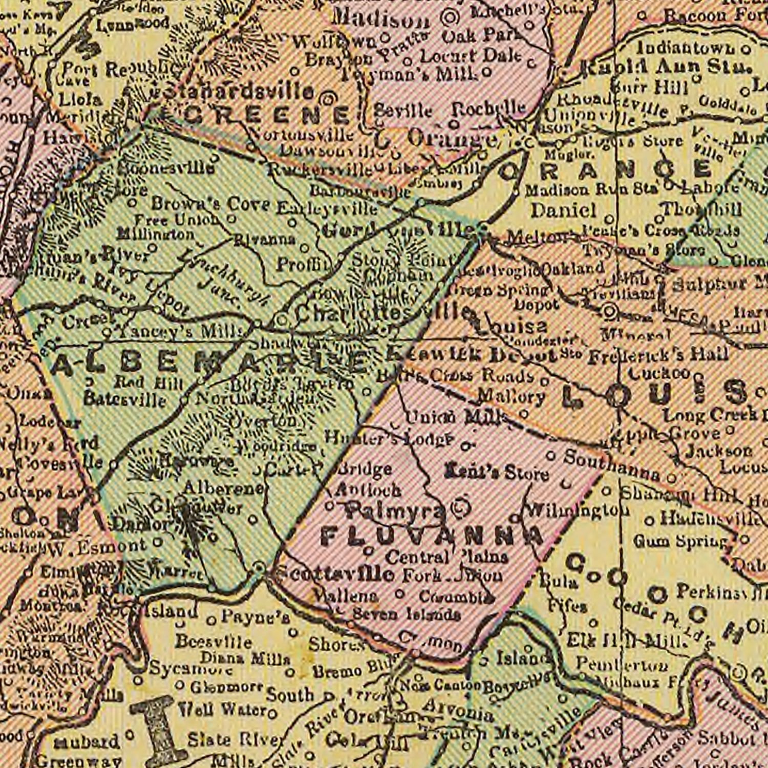 Vintage Map of Virginia 1909