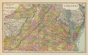 Vintage Map of Virginia 1909