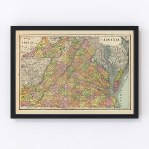 Vintage Map of Virginia 1909